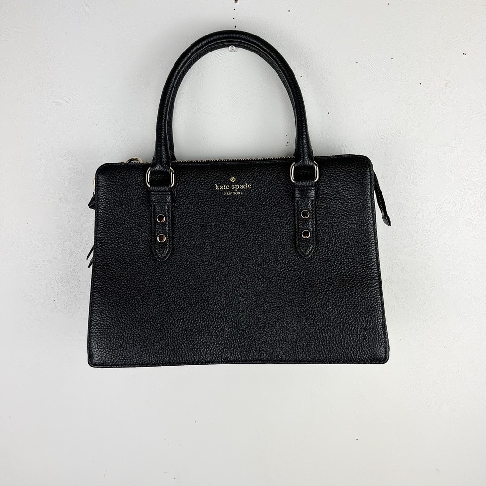 Kate Spade New York Black Leather Shoulder Bag Handbag Purse Small